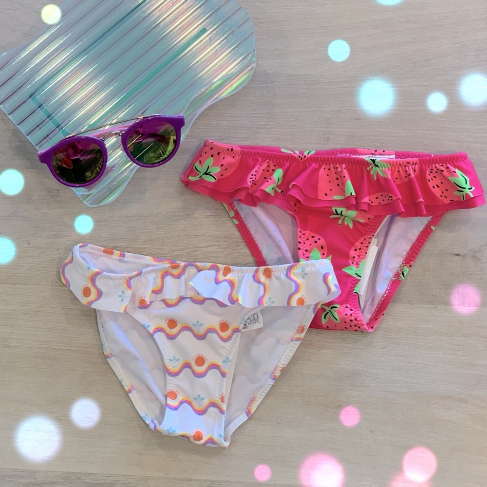 👧🏻NWT ZARA Girls 2 Bikini Bottom Set Toddler size 4-5 Strawberries Sunset